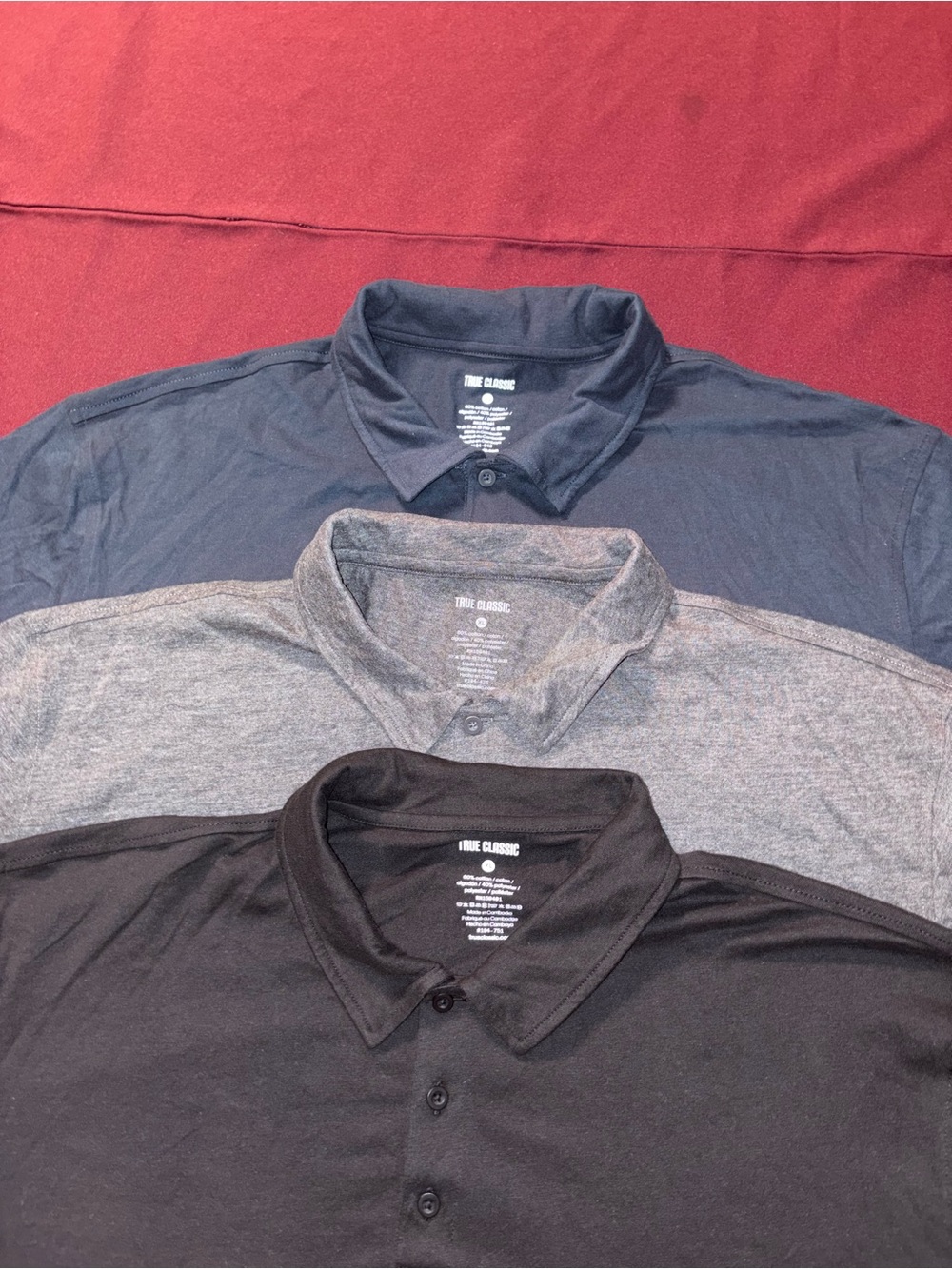 True Classic Polo Shirt - Black, Gray, Navy (3-Pack) size XL